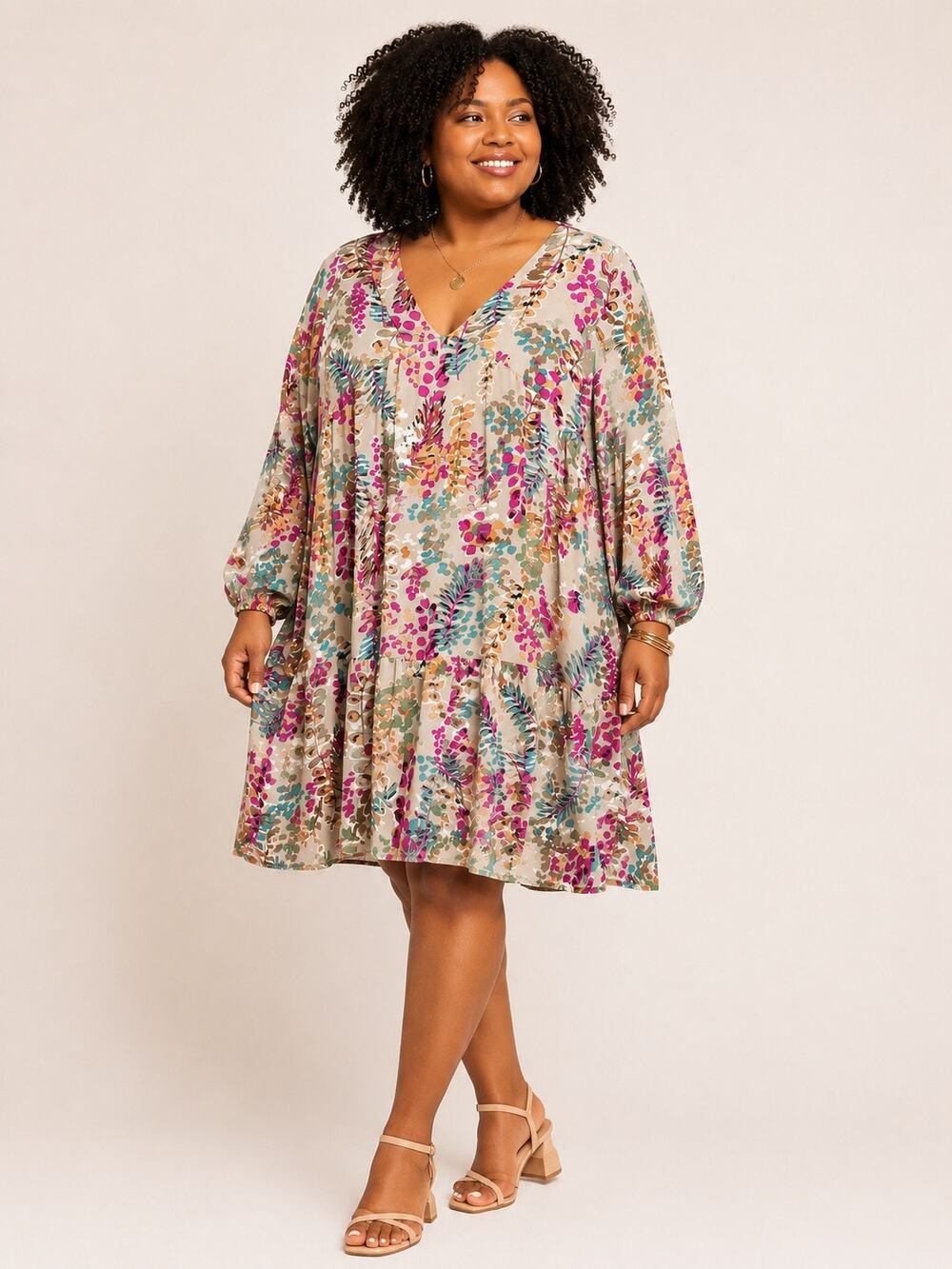 ODDI Boutique Floral Boho Babydoll Dress Plus Size 2X 100% Rayon